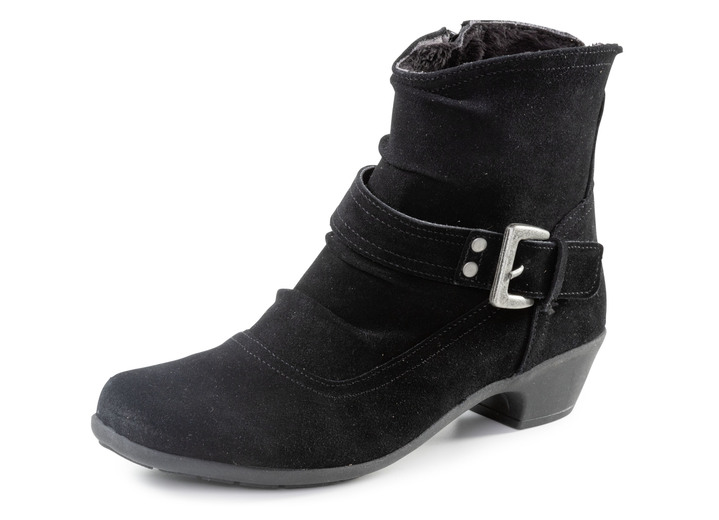 Stiefel & Stiefeletten - ELENA EDEN Stiefelette mit flotter Raffung und Zier-Schließe, in Größe 036 bis 042, in Farbe TAUPE Ansicht 4