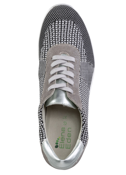 Slipper & Schnürschuhe - ELENA EDEN Schnürschuh mit Leder-Besätzen, in Größe 036 bis 042, in Farbe SCHWARZ-WEISS-TAUPE Ansicht 2