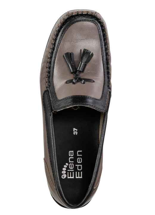 Slipper & Schnürschuhe - ELENA EDEN, klassische Damen-Slipper, mit herausnehmbarem Fußbett Ansicht 2 Slipper & Schnürschuhe - ELENA EDEN, klassische Damen-Slipper, mit herausnehmbarem Fußbett, in Größe 036 bis 042, in Farbe TAUPE-SCHWARZ Ansicht 2