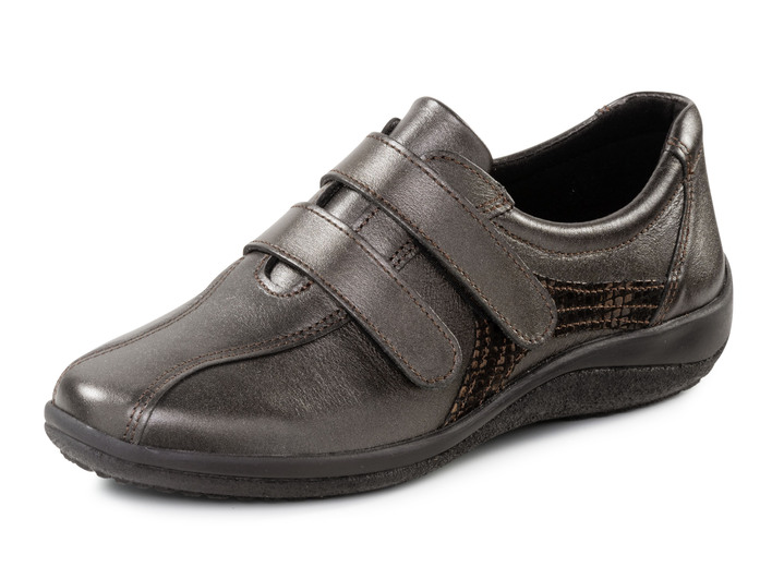 - ELENA EDEN Slipper mit glänzend geprägten Besätzen, in Größe 036 bis 042, in Farbe ALTBRONZE Ansicht 1