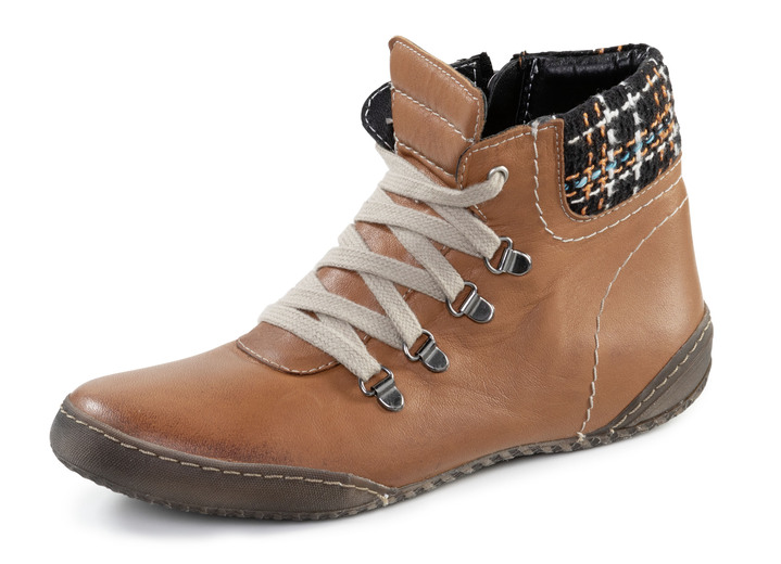 Stiefel & Stiefeletten - ELENA EDEN Schnür-Bootie mit gepolstertem Textil-Schaftrand, in Größe 036 bis 041, in Farbe TAUPE Ansicht 4