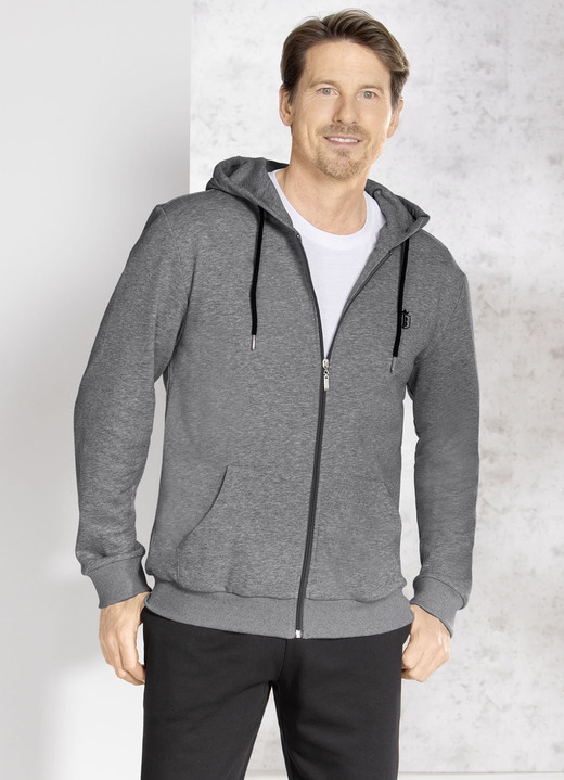 Freizeitanzüge - Kapuzenjacke in 5 Farben Freizeitanzüge - Kapuzenjacke in 5 Farben, in Größe 3XL (64/66) bis XXL (60/62), in Farbe DUNKELGRAU MELIERT