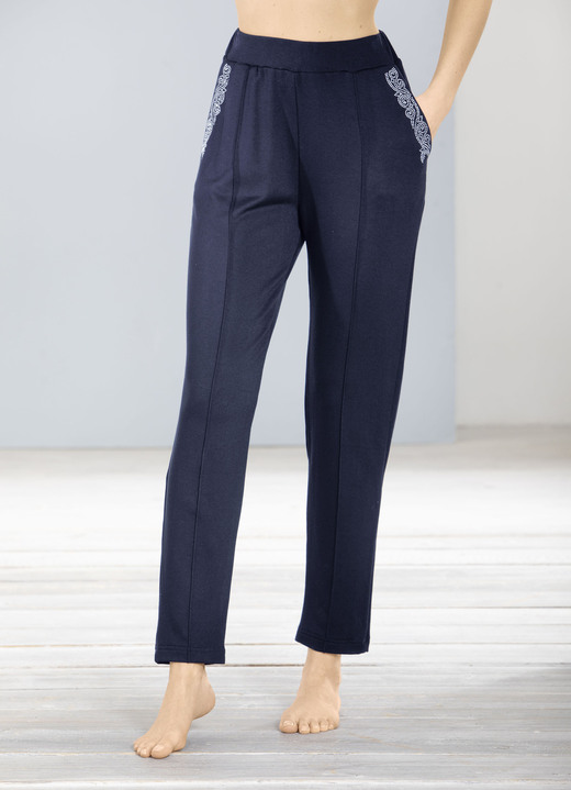 Freizeithosen - Hose mit Schmucksteinzier, in Größe 018 bis 054, in Farbe SCHWARZ Ansicht 2