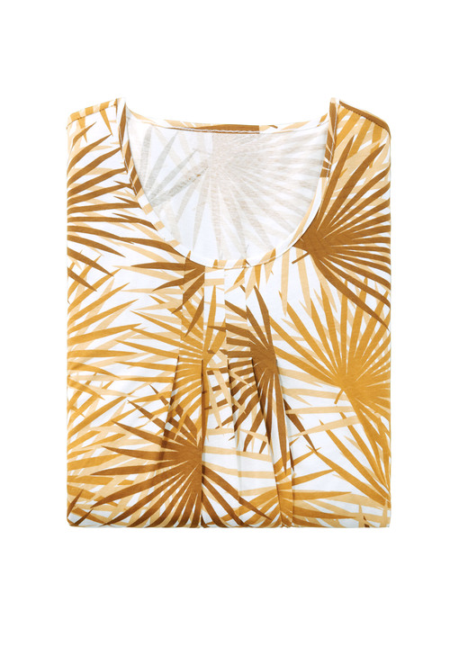 Kurzarm - Nachthemd mit Absteppung und Faltenlegung, in Größe 038 bis 056, in Farbe ECRU-JADE-SILBERGRAU Ansicht 3