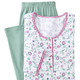Schlafanzüge & Shortys - Schlafanzug mit Alloverdessin und Knopfleiste – Farbe WEISS-ROSA-JADE – Ansicht 2 Schlafanzüge & Shortys - Schlafanzug mit Alloverdessin und Knopfleiste, in Größe 036 bis 052, in Farbe WEISS-ROSA-TAUPE – Farbe WEISS-ROSA-JADE – Ansicht 2