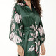 Hausmäntel - LingaDore Hausmantel in Kimonoform mit buntem Druckdessin, in Größe L (42) bis XXL (44), in Farbe DUNKELGRÜN-ROSÉ-BUNT – Farbe DUNKELGRÜN-ROSÉ-BUNT – Ansicht 6