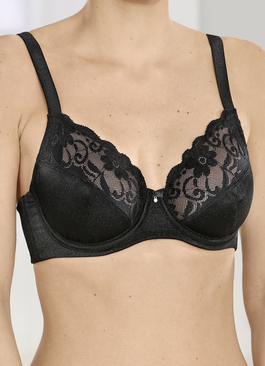 Bügel-BH - Sassa Bügel-BH mit elastischer Spitze Ansicht 2 Bügel-BH - Sassa Bügel-BH mit elastischer Spitze, in Größe 075 bis 100, in Cup B, in Farbe SCHWARZ Ansicht 2