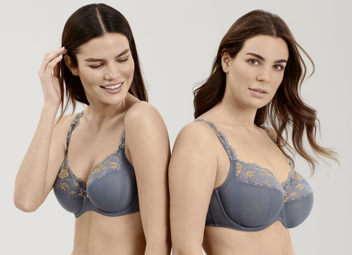 - Rosa Faia Bügel-BH mit bestickter Elastikspitze, in Größe 075 bis 095, in Cup C, in Farbe BLAUGRAU Ansicht 2