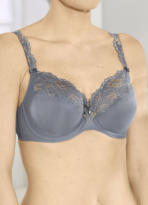 - Rosa Faia Bügel-BH mit bestickter Elastikspitze, in Größe 075 bis 095, in Cup D, in Farbe BLAUGRAU Ansicht 4