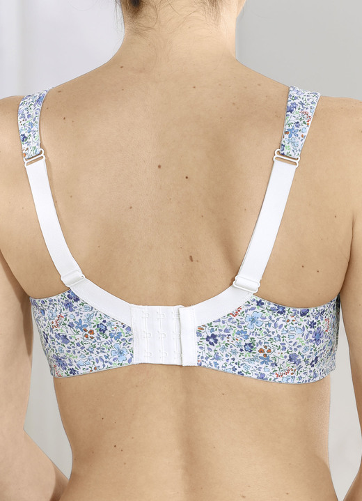 Soft-BH - Susa BH mit verstärktem Rückteil, in Größe 080 bis 120, in Cup B, in Farbe WEISS-BLAU-BUNT Ansicht 2
