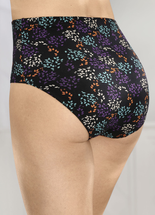 - Viererpack Slips mit buntem Druckdessin, in Größe 038 bis 054, in Farbe SCHWARZ-LILA-BUNT Ansicht 2