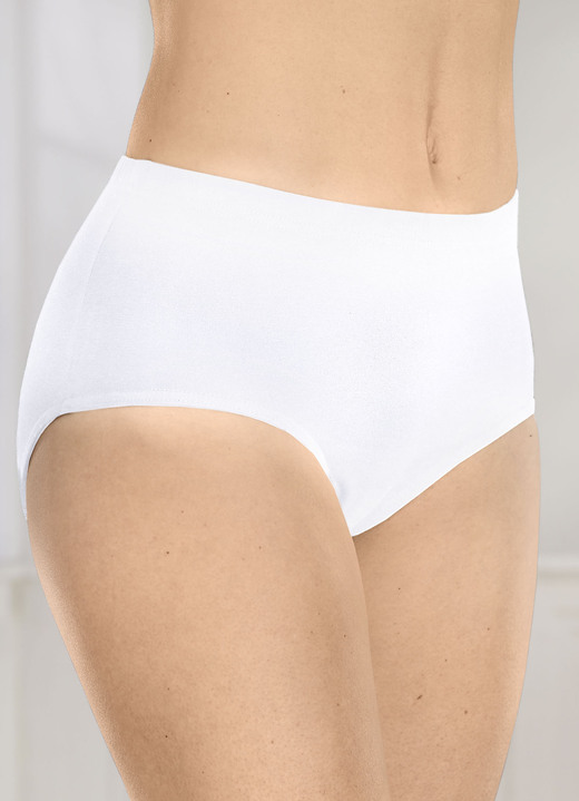 Slips - Fünferpack Slips mit Gummizug im Bund, in Größe 038 bis 056, in Farbe 3X SCHWARZ, 2X WEISS Ansicht 3