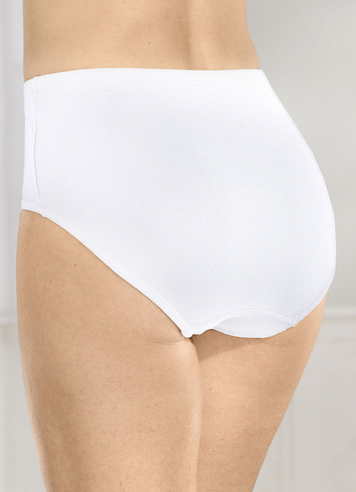 Slips - Fünferpack Slips mit Gummizug im Bund, in Größe 038 bis 056, in Farbe 3X SCHWARZ, 2X WEISS Ansicht 4