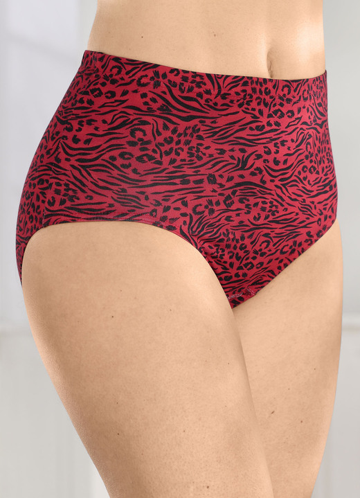 Slips - Viererpack Slips mit Gummizug im Bund Ansicht 2 Slips - Viererpack Slips mit Gummizug im Bund, in Größe 038 bis 056, in Farbe ROT-SCHWARZ Ansicht 2