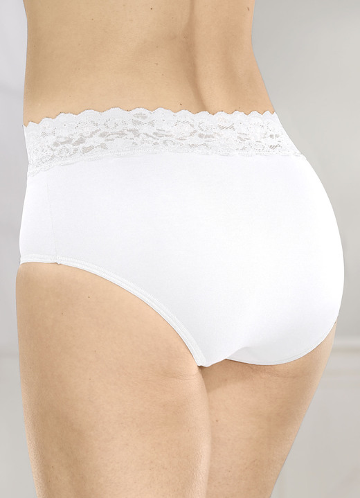 - Viererpack Slips mit Elastikspitzenbund, in Größe 038 bis 050, in Farbe 2X SCHWARZ, 2X WEISS Ansicht 4