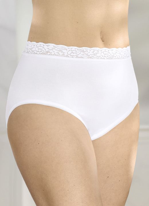 - Speidel Dreierpack Slips mit Elastikspitzenbund, in Größe 040 bis 050, in Farbe WEISS Ansicht 2