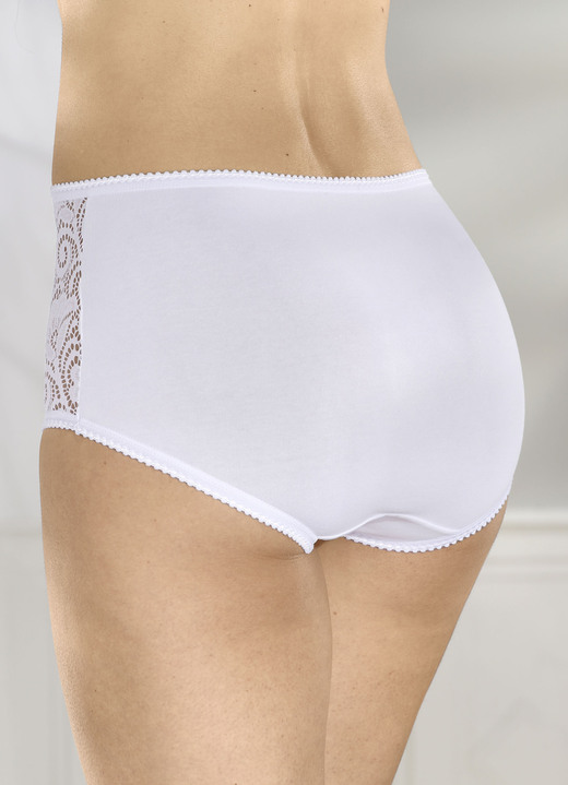 Slips - Dreierpack Slips mit Elastikspitze, in Größe 038 bis 052, in Farbe WEISS Ansicht 2