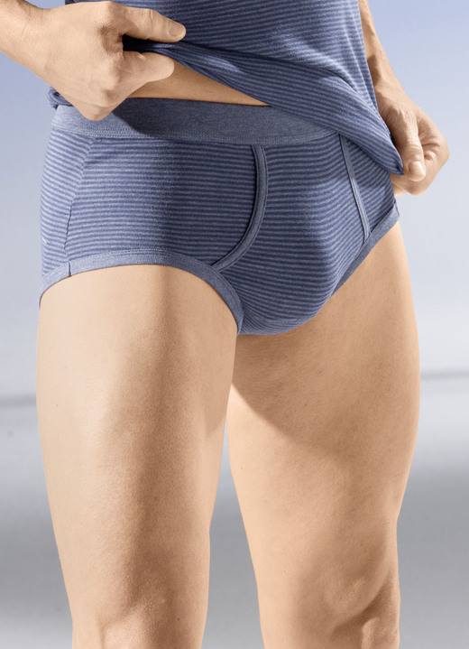 Slips & Unterhosen - Sechserpack Slips mit Softbund, in Größe 005 bis 010, in Farbe 3X BLAU MELIERT-MARINE, 3X ANTHRAZIT MELIERT-SCHWARZ Ansicht 1