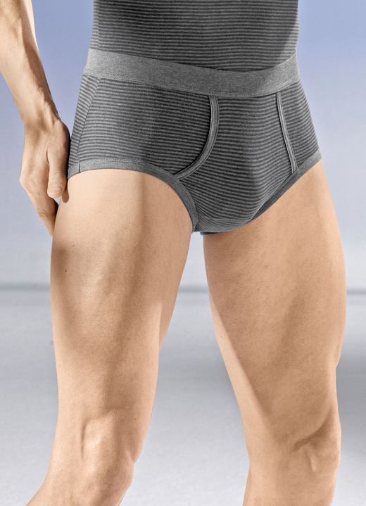 Slips & Unterhosen - Sechserpack Slips mit Softbund, in Größe 005 bis 010, in Farbe 3X BLAU MELIERT-MARINE, 3X ANTHRAZIT MELIERT-SCHWARZ Ansicht 2