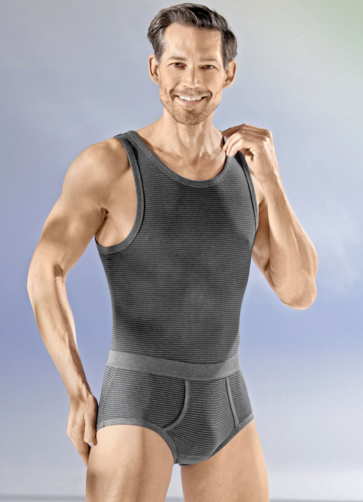 Slips & Unterhosen - Sechserpack Slips mit Softbund, in Größe 005 bis 010, in Farbe 3X BLAU MELIERT-MARINE, 3X ANTHRAZIT MELIERT-SCHWARZ Ansicht 4