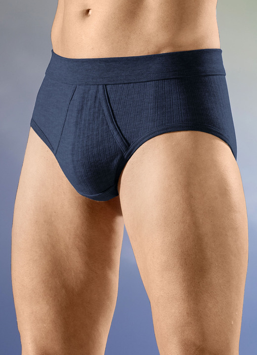 Slips & Unterhosen - Viererpack Slips mit Softbund, in Größe 005 bis 012, in Farbe 2X GRAU MELIERT, 2X MARINE Ansicht 2