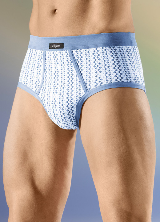 Slips & Unterhosen - Viererpack Slips mit Softbund, in Größe 005 bis 011, in Farbe 2X GRÜN-WEISS, 2X JEANSBLAU-WEISS Ansicht 2