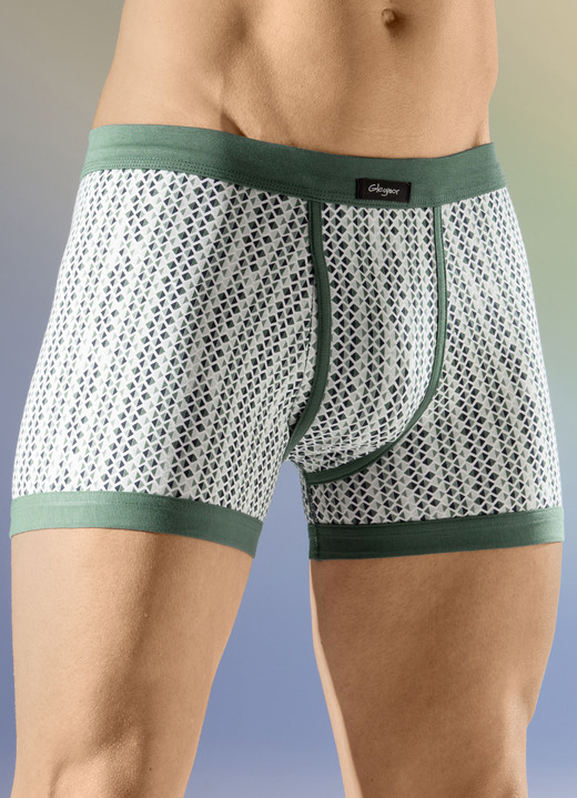 Slips & Unterhosen - Viererpack Unterhosen mit Softbund, in Größe 005 bis 011, in Farbe 2X GRÜN-WEISS, 2X JEANSBLAU-WEISS Ansicht 1