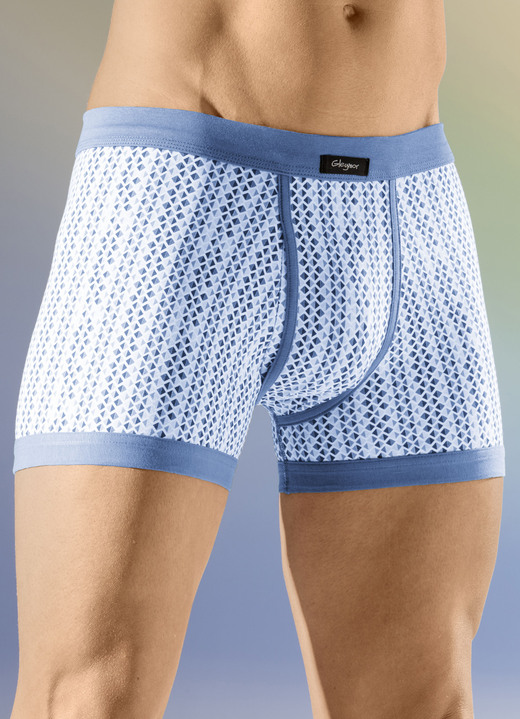 Slips & Unterhosen - Viererpack Unterhosen mit Softbund, in Größe 005 bis 011, in Farbe 2X GRÜN-WEISS, 2X JEANSBLAU-WEISS Ansicht 2