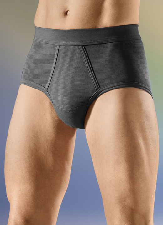 Slips & Unterhosen - Viererpack Slips mit Softbund, in Größe 005 bis 012, in Farbe 2X JEANSBLAU MELIERT, 2X ANTHRAZIT MELIERT Ansicht 2