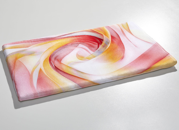 Badgarnituren - Traumhaft weiche, bedruckte Badvorleger, in Größe 100 (Vorleger halbrund, 50/ 80 cm) bis 112 (Motiv-WC-Deckelbezug, 47/ 50 cm), in Farbe GRÜN-VIOLETT Ansicht 5