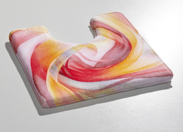 Badgarnituren - Traumhaft weiche, bedruckte Badvorleger, in Größe 100 (Vorleger halbrund, 50/ 80 cm) bis 112 (Motiv-WC-Deckelbezug, 47/ 50 cm), in Farbe GRÜN-VIOLETT Ansicht 6