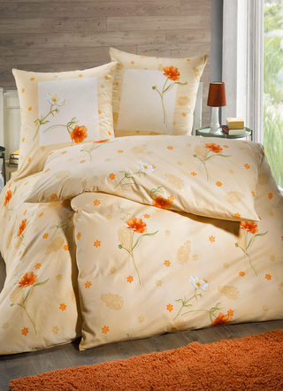 Bettwäschegarnituren - Bettwäsche-Garnitur in Renforcé-Qualität, in Größe 111 (40/80 cm + 135/200 cm) bis 115 (80/80 cm + 155/220 cm), in Farbe APRICOT