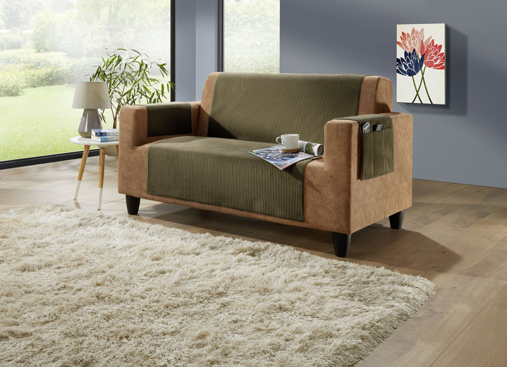 Sessel- & Sofaüberwürfe - Wohnaccessoires mit Anti-Rutsch-Beschichtung, in Größe 101 (Sesselschoner, 50x140 cm) bis 924 (Kissenbezug, 40x 80 cm), in Farbe GRÜN Ansicht 3