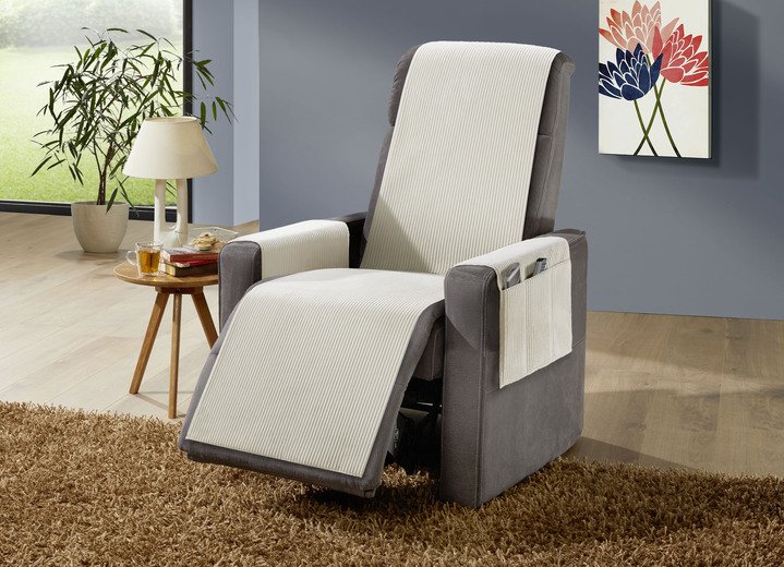 Sessel- & Sofaüberwürfe - Wohnaccessoires mit Anti-Rutsch-Beschichtung, in Größe 101 (Sesselschoner, 50x140 cm) bis 924 (Kissenbezug, 40x 80 cm), in Farbe CREME Ansicht 1