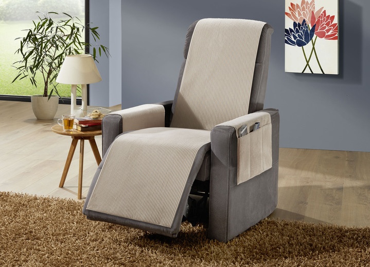 Sessel- & Sofaüberwürfe - Wohnaccessoires mit Anti-Rutsch-Beschichtung, in Größe 101 (Sesselschoner, 50x140 cm) bis 924 (Kissenbezug, 40x 80 cm), in Farbe TAUPE Ansicht 1
