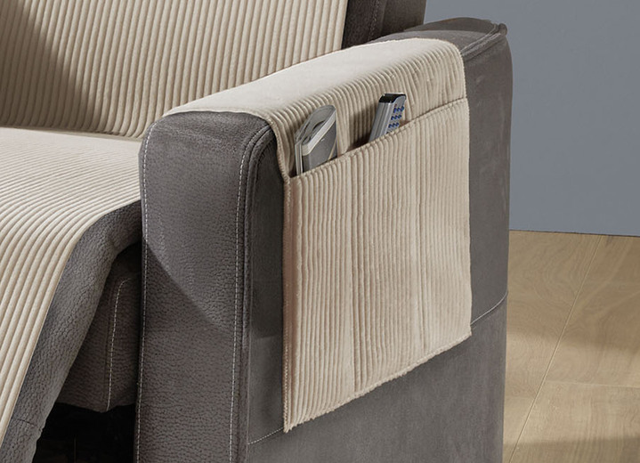 Sessel- & Sofaüberwürfe - Wohnaccessoires mit Anti-Rutsch-Beschichtung, in Größe 101 (Sesselschoner, 50x140 cm) bis 924 (Kissenbezug, 40x 80 cm), in Farbe TAUPE Ansicht 1