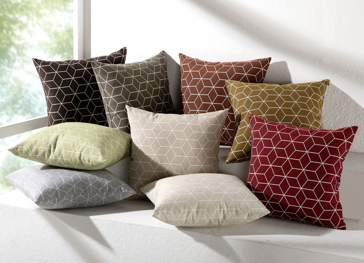 Dekokissen & Hüllen - Moderne Kissenbezüge in Jacquard-Qualität, in Größe 105 (40x40 cm) bis 110 (50x50 cm), in Farbe TAUPE Ansicht 2