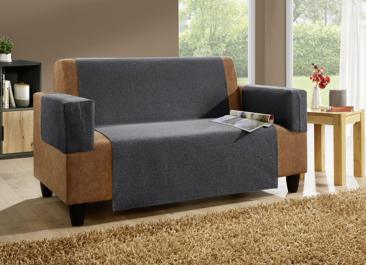 Sessel- & Sofaüberwürfe - Wohnaccessoires aus Chenille mit Anti-Rutsch-Beschichtung, in Größe 101 (Sesselschoner, 50x140 cm) bis 865 (2 Armlehnenschoner, 60x 65 cm), in Farbe CREME Ansicht 9