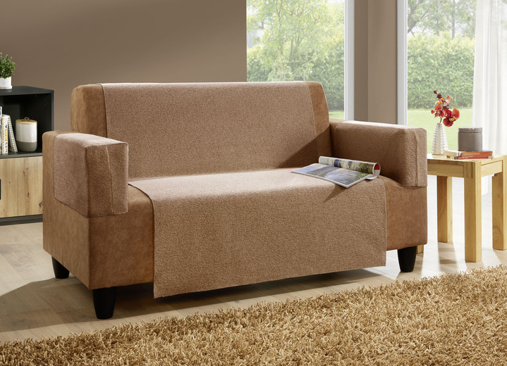 Sessel- & Sofaüberwürfe - Wohnaccessoires aus Chenille mit Anti-Rutsch-Beschichtung, in Größe 101 (Sesselschoner, 50x140 cm) bis 865 (2 Armlehnenschoner, 60x 65 cm), in Farbe CREME Ansicht 13