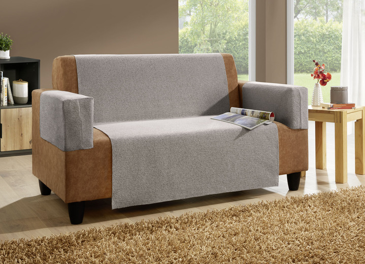 Sessel- & Sofaüberwürfe - Wohnaccessoires aus Chenille mit Anti-Rutsch-Beschichtung, in Größe 101 (Sesselschoner, 50x140 cm) bis 865 (2 Armlehnenschoner, 60x 65 cm), in Farbe CREME Ansicht 6