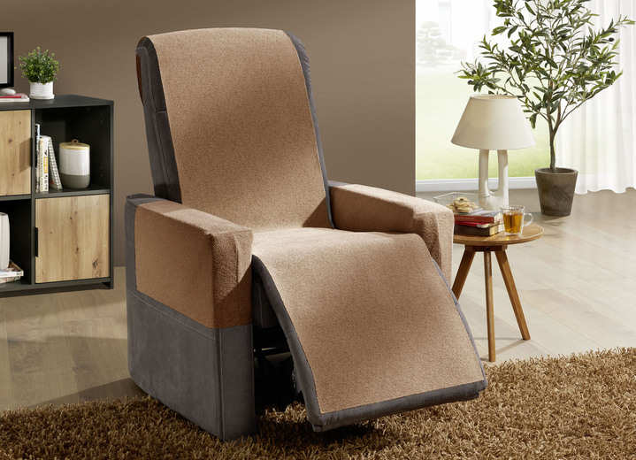 Sessel- & Sofaüberwürfe - Wohnaccessoires aus Chenille mit Anti-Rutsch-Beschichtung, in Größe 101 (Sesselschoner, 50x140 cm) bis 865 (2 Armlehnenschoner, 60x 65 cm), in Farbe CREME Ansicht 12