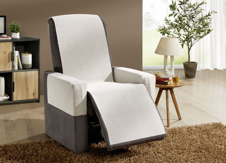 Sessel- & Sofaüberwürfe - Wohnaccessoires aus Chenille mit Anti-Rutsch-Beschichtung, in Größe 101 (Sesselschoner, 50x140 cm) bis 865 (2 Armlehnenschoner, 60x 65 cm), in Farbe CREME Ansicht 3