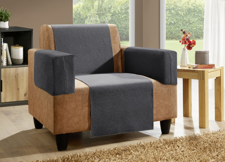 Sessel- & Sofaüberwürfe - Wohnaccessoires aus Chenille mit Anti-Rutsch-Beschichtung, in Größe 101 (Sesselschoner, 50x140 cm) bis 865 (2 Armlehnenschoner, 60x 65 cm), in Farbe CREME Ansicht 7