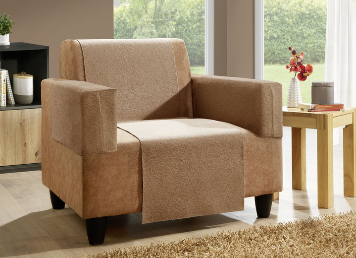 Sessel- & Sofaüberwürfe - Wohnaccessoires aus Chenille mit Anti-Rutsch-Beschichtung, in Größe 101 (Sesselschoner, 50x140 cm) bis 865 (2 Armlehnenschoner, 60x 65 cm), in Farbe CREME Ansicht 10