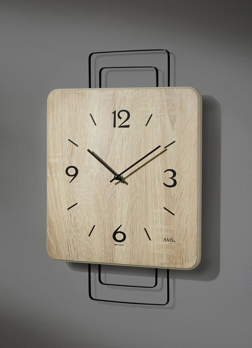 Uhren - Wanduhr mit Holzgehäuse aus dem Hause AMS, in Farbe EICHE Ansicht 2