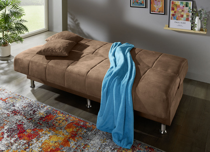 Schlafsofas - Schlafsofa mit Bettkasten und Dekokissen, in Farbe CREME Ansicht 4