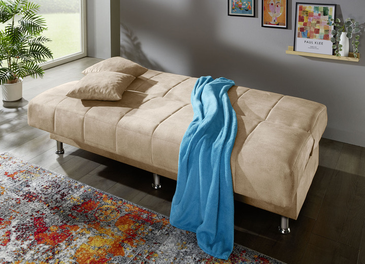 Schlafsofas - Schlafsofa mit Bettkasten und Dekokissen, in Farbe CREME Ansicht 2