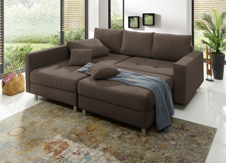 Polsterecken - Polstermöbel mit Hocker und Kissen, in Farbe GRAU, in Ausführung Polsterecke mit Hocker, 217x188 cm Ansicht 7