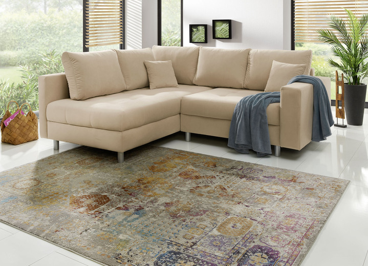 Polsterecken - Polstermöbel mit Hocker und Kissen, in Farbe GRAU, in Ausführung Polsterecke mit Hocker, 217x188 cm Ansicht 6