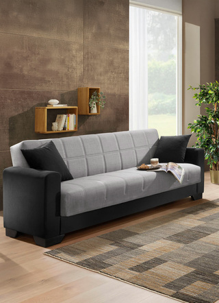 Sessel - Moderne Polstermöbel mit Bonnellfederkern – Farbe SCHWARZ-SILBER – Ansicht  Sessel - Moderne Polstermöbel mit Bonnellfederkern, in Farbe SCHWARZ-SILBER, in Ausführung Sessel – Farbe SCHWARZ-SILBER – Ansicht